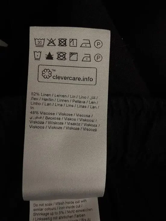 InWear US8 DrizaIW Culotte Women Medium Black Linen Wide Leg Drawstring Pants - Picture 6 of 6